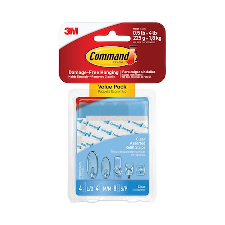 Command Assorted Refill Strips, Clear, PK16 17200CLR-ES